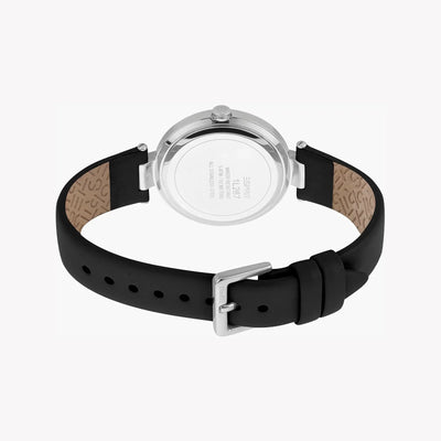 Esprit Women's Black Leather Watch, Silver Dial | ES1L153M0045-2