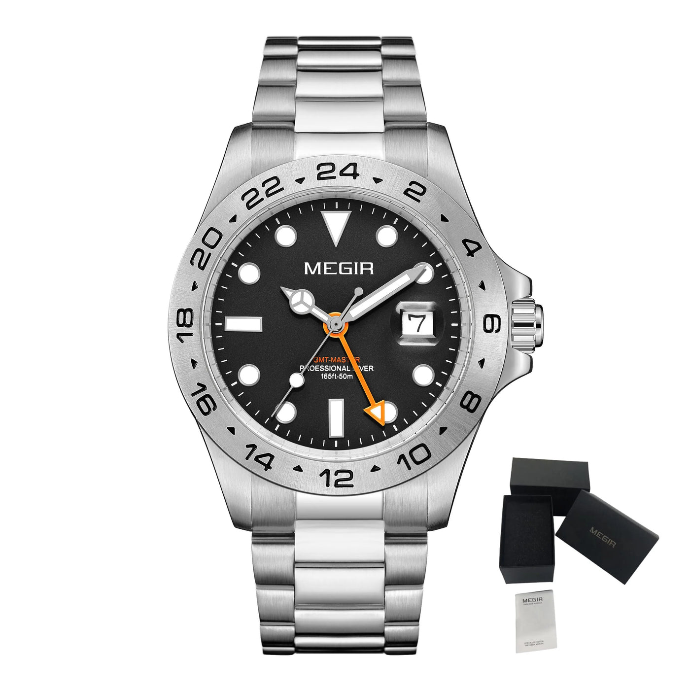 MEGIR Original Luxury Men Analogue Quartz Watch Luminous 5ATM Waterproof Business WristWatch Stainless Steel Clock Montre Homme-14