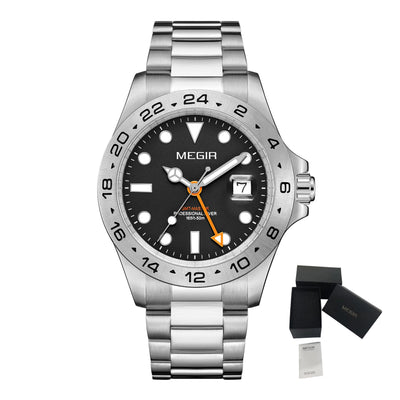 MEGIR Original Luxury Men Analogue Quartz Watch Luminous 5ATM Waterproof Business WristWatch Stainless Steel Clock Montre Homme-14