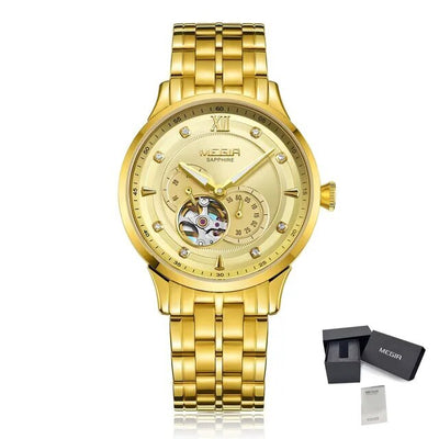 MEGIR Luxury Men Watches Stainless Steel Automatic Mechanical Watch Sapphire Steel Case Business WristWatch Montre Homme-12