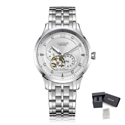 MEGIR Luxury Men Watches Stainless Steel Automatic Mechanical Watch Sapphire Steel Case Business WristWatch Montre Homme-13