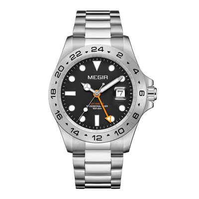 MEGIR Original Luxury Men Analogue Quartz Watch Luminous 5ATM Waterproof Business WristWatch Stainless Steel Clock Montre Homme-7