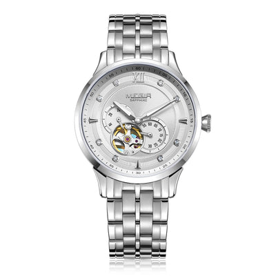 MEGIR Luxury Men Watches Stainless Steel Automatic Mechanical Watch Sapphire Steel Case Business WristWatch Montre Homme-9