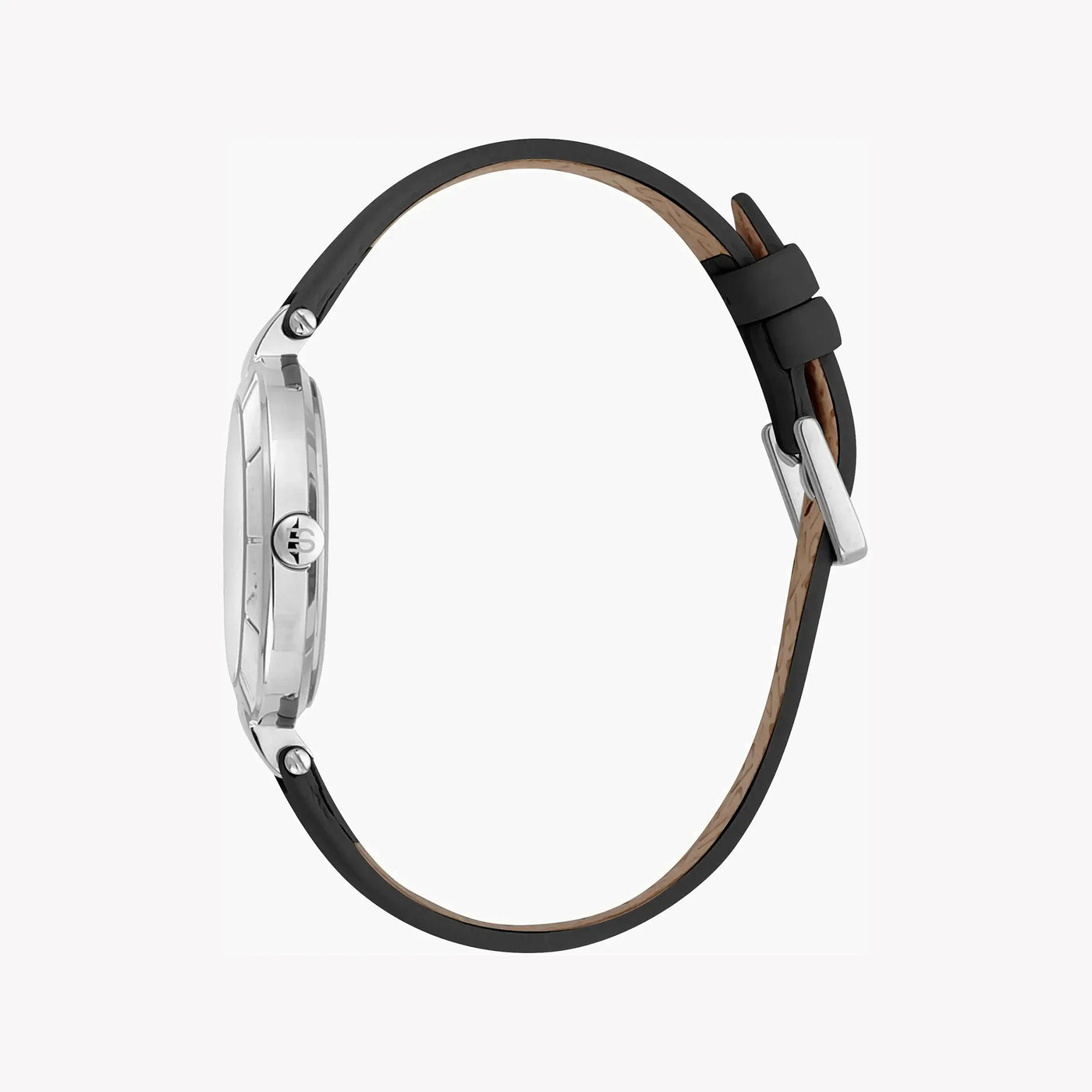 Esprit Women's Black Leather Watch, Silver Dial | ES1L153M0045-1