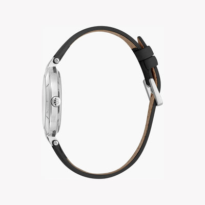 Esprit Women's Black Leather Watch, Silver Dial | ES1L153M0045-1