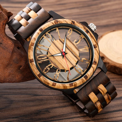 Wooden Men Watch Quartz Movement Vintage Natural Full Wooden Watch Band - Watches & Accessories