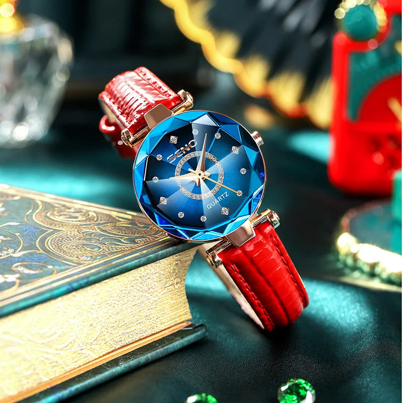Women Crystal Watch Luxury Rose Gold Bracelet - Watches & Accessories