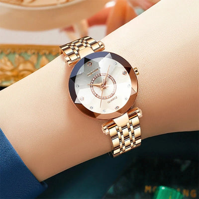 Women Crystal Watch Luxury Rose Gold Bracelet - Watches & Accessories
