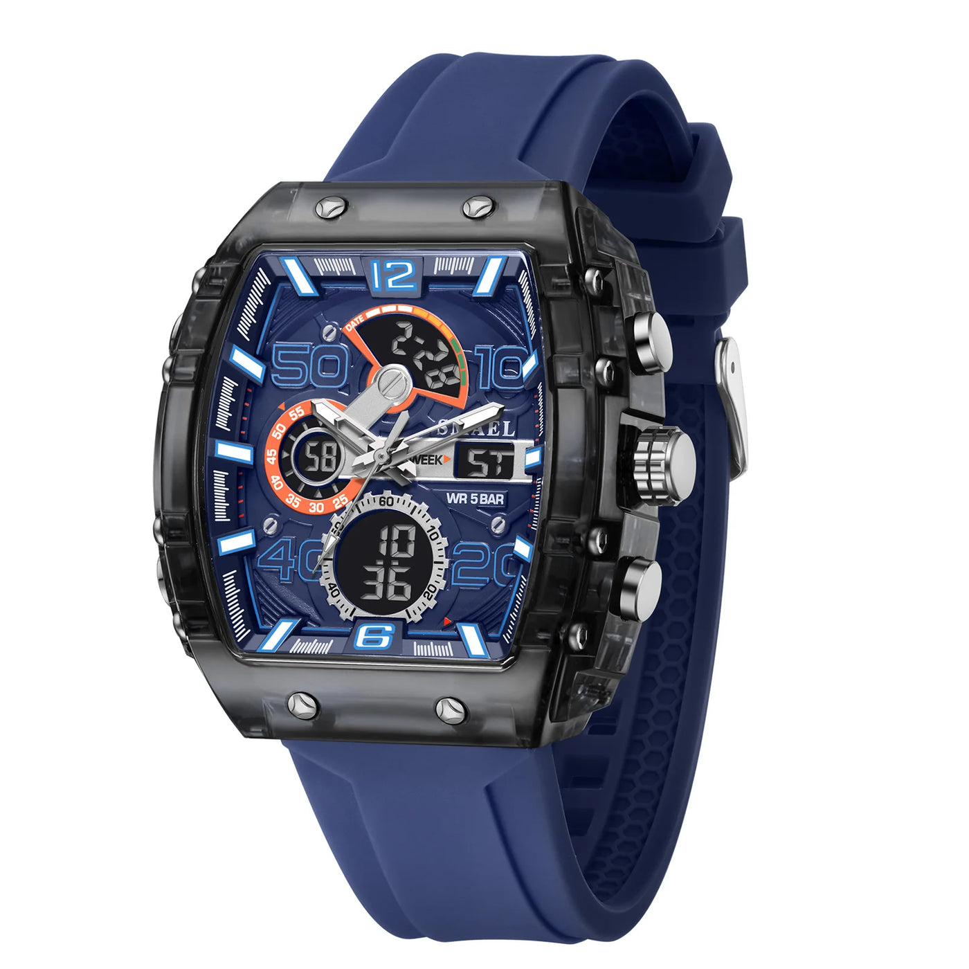 New electronic watch fashion square dual display waterproof luminous - Watches & Accessories