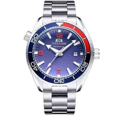 Automatic Mens Watch Mechanical Self Wind Movement Stainless Steel Strap Orange Blue Red Luxury Fashion Watches - Watches & Accessories