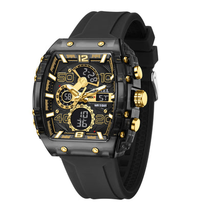New electronic watch fashion square dual display waterproof luminous - Watches & Accessories