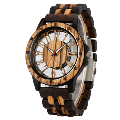 Wooden Men Watch Quartz Movement Vintage Natural Full Wooden Watch Band - Watches & Accessories