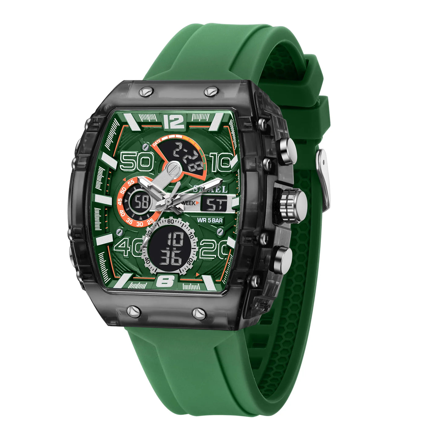 New electronic watch fashion square dual display waterproof luminous - Watches & Accessories