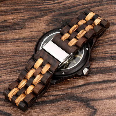 Wooden Men Watch Quartz Movement Vintage Natural Full Wooden Watch Band - Watches & Accessories