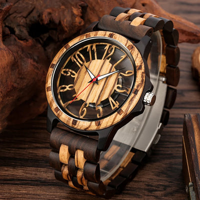 Wooden Men Watch Quartz Movement Vintage Natural Full Wooden Watch Band - Watches & Accessories