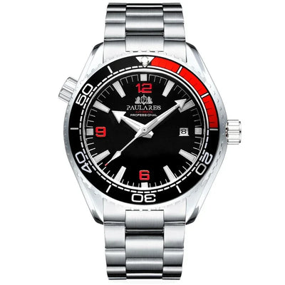 Automatic Mens Watch Mechanical Self Wind Movement Stainless Steel Strap Orange Blue Red Luxury Fashion Watches - Watches & Accessories