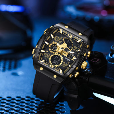 New electronic watch fashion square dual display waterproof luminous - Watches & Accessories