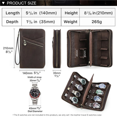 Watch Box Zipper Portable Storage Case Watch Box For Trips Gifts - Watches & Accessories