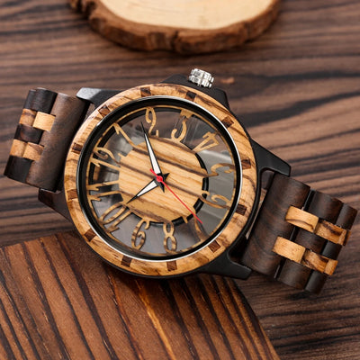 Wooden Men Watch Quartz Movement Vintage Natural Full Wooden Watch Band - Watches & Accessories