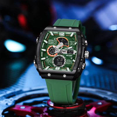 New electronic watch fashion square dual display waterproof luminous - Watches & Accessories