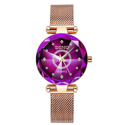 Women Crystal Watch Luxury Rose Gold Bracelet - Watches & Accessories
