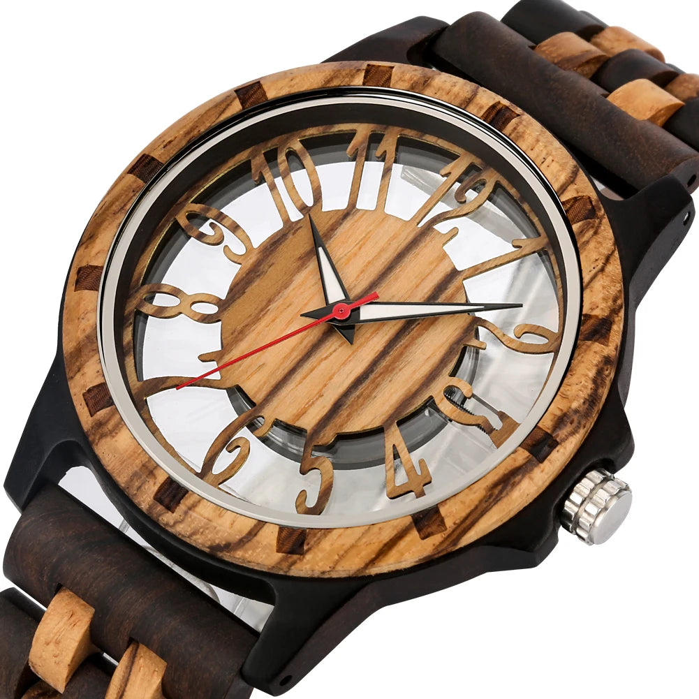 Wooden Men Watch Quartz Movement Vintage Natural Full Wooden Watch Band - Watches & Accessories