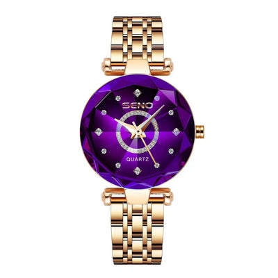 Women Crystal Watch Luxury Rose Gold Bracelet - Watches & Accessories