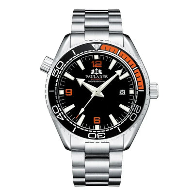 Automatic Mens Watch Mechanical Self Wind Movement Stainless Steel Strap Orange Blue Red Luxury Fashion Watches - Watches & Accessories