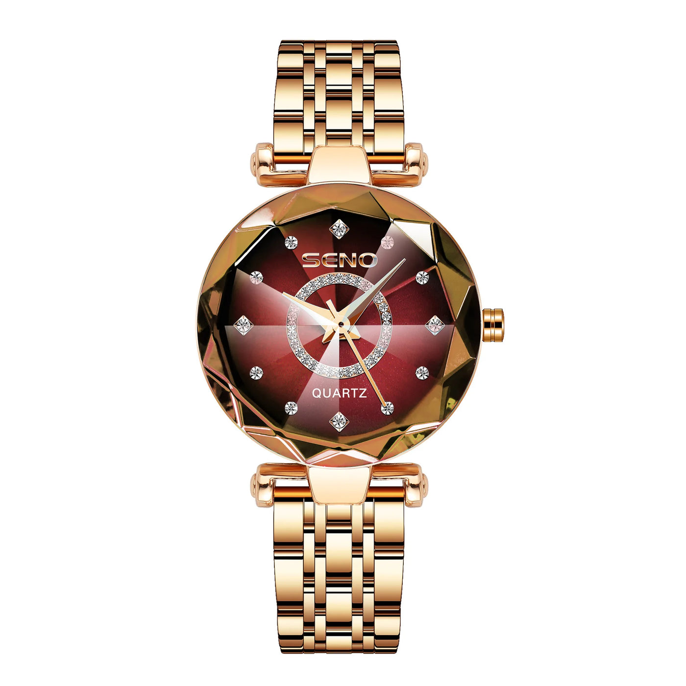 Women Crystal Watch Luxury Rose Gold Bracelet - Watches & Accessories