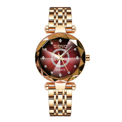 Women Crystal Watch Luxury Rose Gold Bracelet - Watches & Accessories