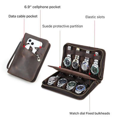 Watch Box Zipper Portable Storage Case Watch Box For Trips Gifts - Watches & Accessories