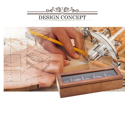 5 Slots Wood Watch Organizer With Glass Luxury - Watches & Accessories