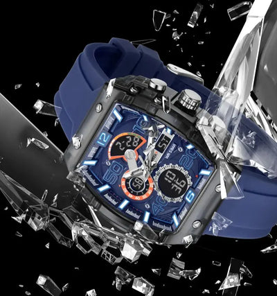 New electronic watch fashion square dual display waterproof luminous - Watches & Accessories