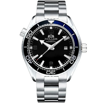 Automatic Mens Watch Mechanical Self Wind Movement Stainless Steel Strap Orange Blue Red Luxury Fashion Watches - Watches & Accessories