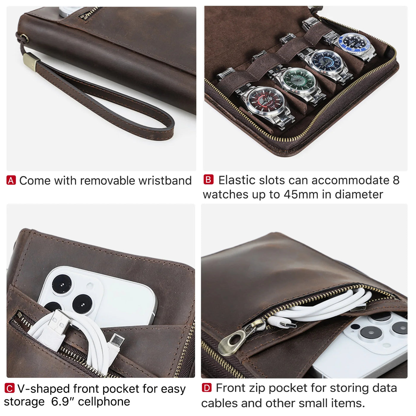 Watch Box Zipper Portable Storage Case Watch Box For Trips Gifts - Watches & Accessories