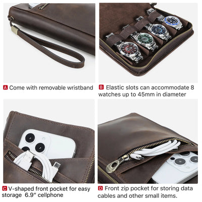 Watch Box Zipper Portable Storage Case Watch Box For Trips Gifts - Watches & Accessories