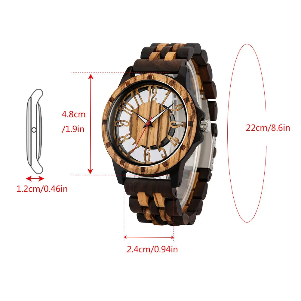 Wooden Men Watch Quartz Movement Vintage Natural Full Wooden Watch Band - Watches & Accessories