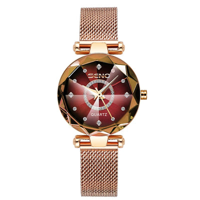 Women Crystal Watch Luxury Rose Gold Bracelet - Watches & Accessories