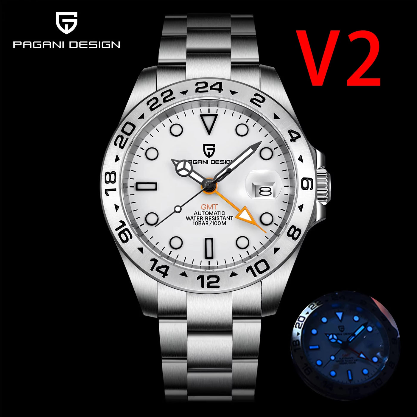 GMT Automatic Men Watch sapphire crystal Waterproof