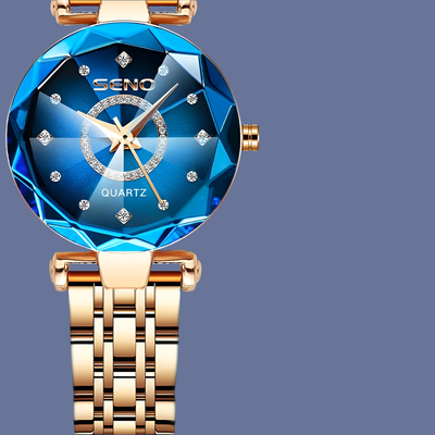 Women Crystal Watch Luxury Rose Gold Bracelet - Watches & Accessories